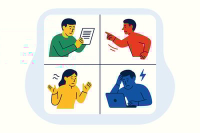 4 quadrants of different people who are looking for clarity at their job