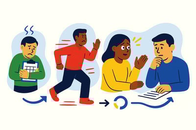 4 different people displaying stressed behavior